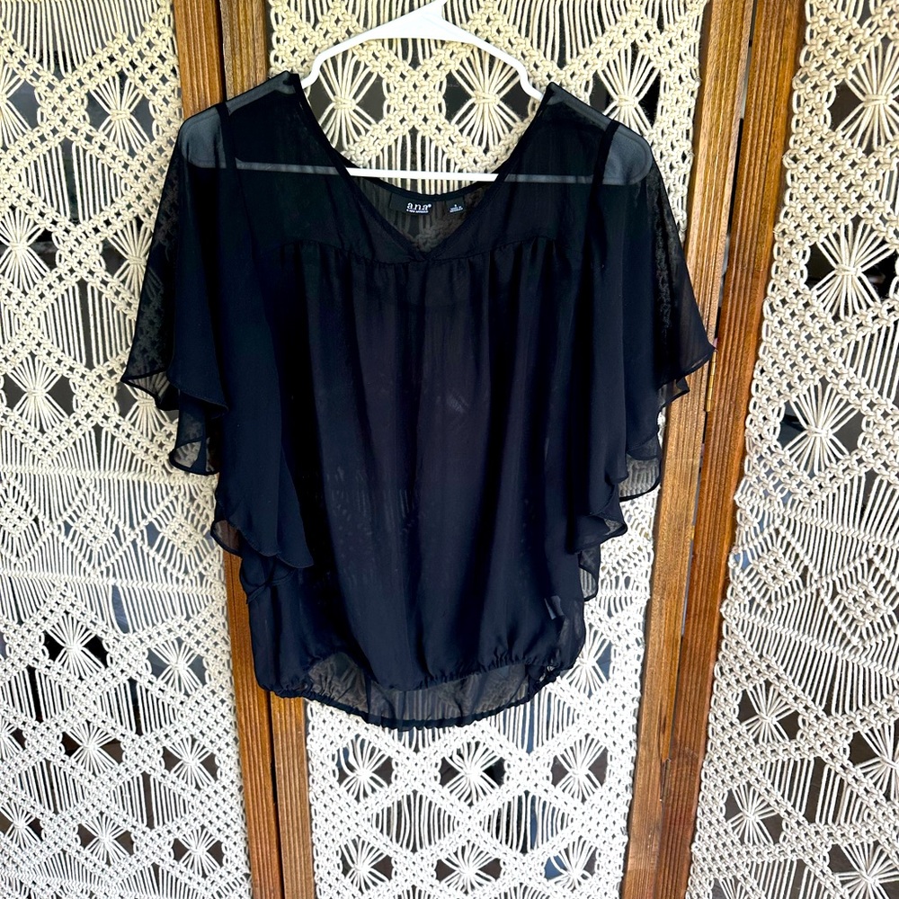 - Adorable A.N.A A New Approach Black sheer top in S